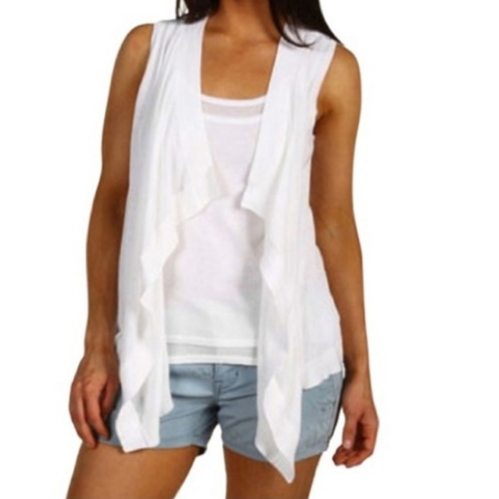 Michael Kors Black and White Layer Drape Blouse